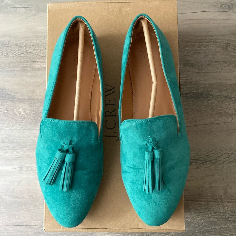 J. Crew Teal Tassel Loafers